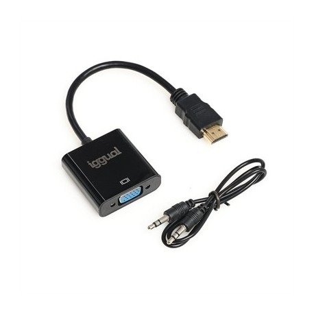 IGGUAL ADAPTADOR HDMI A VGA + AUDIO (3.5 MM)