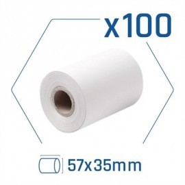 PACK 100 ROLLOS PAPEL TERMICO DATAFONO 57X35 MM