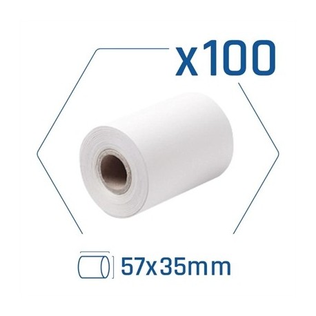 PACK 100 ROLLOS PAPEL TERMICO DATAFONO 57X35 MM
