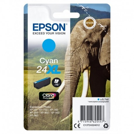 EPSON CLARIA PHOTO HD INK CARTUCHO CIAN 24XL EXPRESSION PHOTO XP-760/950