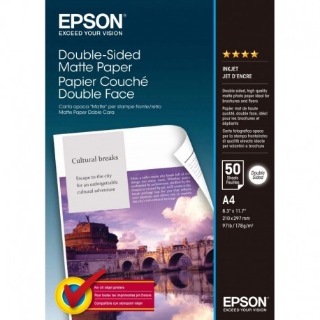 EPSON PAPEL MATE DOBLE CARA (DOUBLE SIDEZ MATTE PAPER) A4, 178G.50 HOJAS