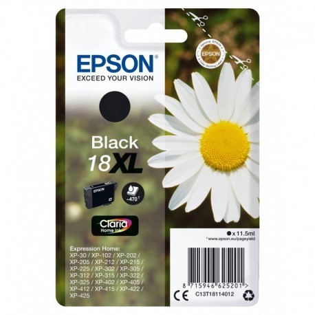 EPSON EXPRESSION HOME XP-102/205/215/305/322/405/422 CARTUCHO NEGRO ALTA CAPACIDAD 18XL