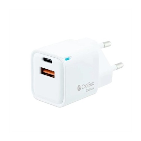 COOLBOX CARGADOR GAN 20W USB-C/USB-A PARED