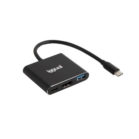 IGGUAL HUB TIPO C 3 EN 1 HDMI USB3.0 PD100W