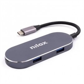 NILOX MINI DOCKSTION USB-C HDMI, 5 EN 1, PLATA