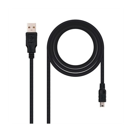 NANOCABLE CABLE USB 2.0, A/M-MINI B/M, NEGRO, 0.5M