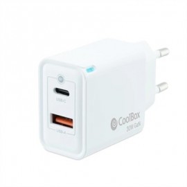 COOLBOX CARGADOR GAN 30W USB-C/USB-A PARED