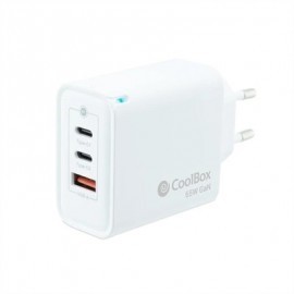 COOLBOX CARGADOR PARED GAN 65W USB-C/USB-C/USB-A