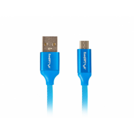 CABLE USB LANBERG 2.0 MACHO/MICRO USB MACHO QUICK CHARGE 3.0 1.8M AZUL