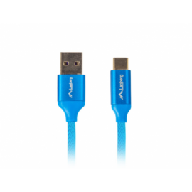 CABLE USB LANBERG 2.0 MACHO/USB C MACHO QUICK CHARGE 3.0 1.8M AZUL