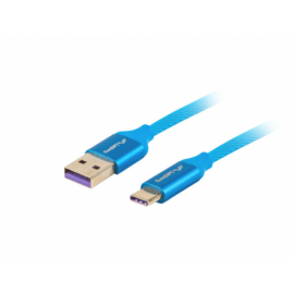 CABLE USB LANBERG 2.0 MACHO/USB C MACHO 5A 1M AZUL