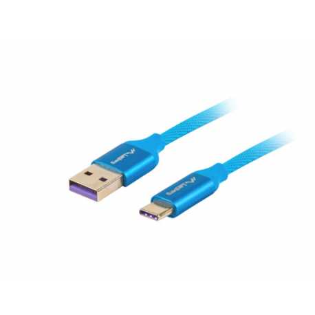 CABLE USB LANBERG 2.0 MACHO/USB C MACHO 5A 1M AZUL