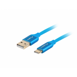 CABLE USB LANBERG 2.0 MACHO/USB C MACHO QUICK CHARGE 3.0 1M AZUL