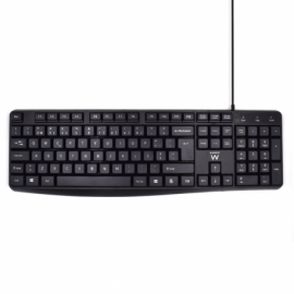 TECLADO EWENT QUERTY PORTUGUES ESCRITURA SILENCIOSA USB NEGRO