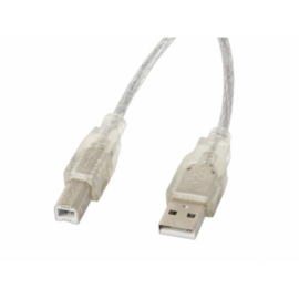 CABLE USB 2.0 LAMBERG USB-A MACHO A USB-B MACHO 1,8M FERRITA TRANSP
