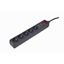 PROTECTOR CONTRA SOBRETENSIONES GEMBIRD 5 ENCHUFES 4,5 M NEGRO