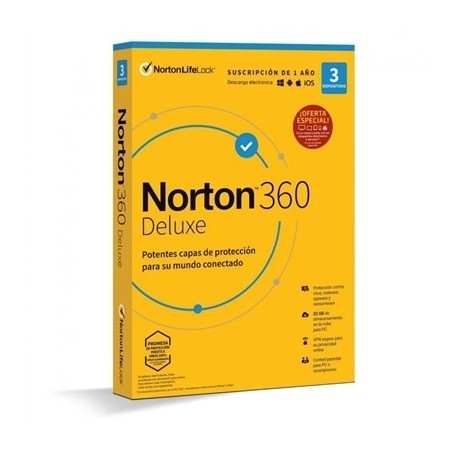 NORTON 360 DELUXE 25GB ES 1 USER 3 DEVICE 12MO GENERIC1 RSP MM GUM