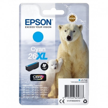 EPSON CLARIA PREMIUM CARTUCHO CIAN 26XL ALTA CAPACIDAD EXPRESSION PREMIUM XP-510
