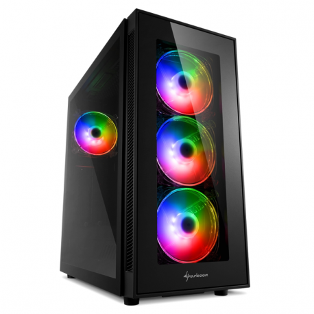 CAJA ATX SHARKOON TG5 PRO 2XUSB3.0 2XUSB2.0 SIN FUENTE RGB NEGRO
