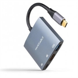 NANOCABLE CONVERSOR USB-C A HDMI/USB3.0/PD 15 CM