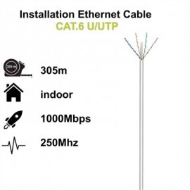EWENT BOBINA CABLE RED CAT. 6 U/UTP, PVC, 305MT