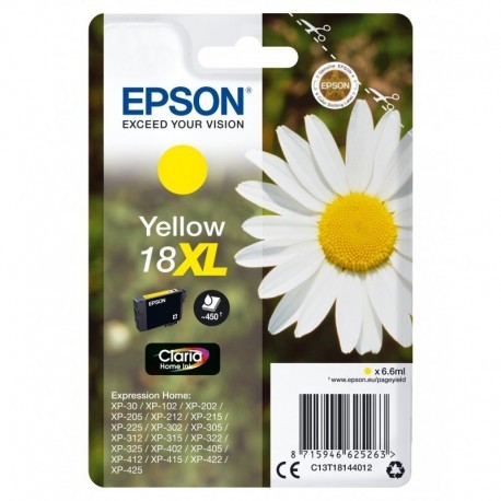EPSON EXPRESSION HOME XP-102/205/215/305/405 CARTUCHO AMARILLO ALTA CAPACIDAD 18XL