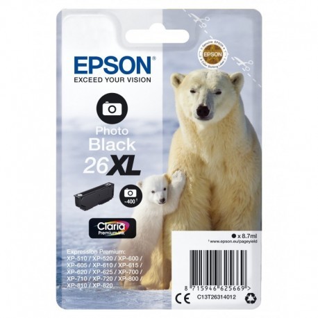 EPSON CLARIA PREMIUM CARTUCHO FOTO NEGRO 26XL ALTA CAPACIDAD EXPRESSION PREMIUM XP-510