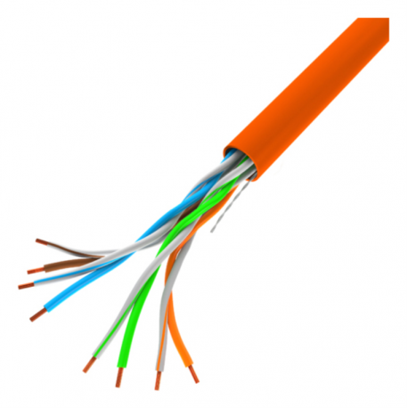 BOBINA CABLE RED LANBERG UTP RJ45 100 MB/S SOLIDO CCA AWG24 305M  NARANJA