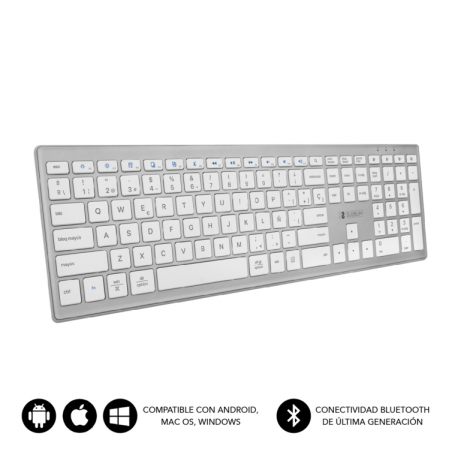 TECLADO SUBBLIM KEYBOARD BLUETOOTH PURE EXTENDED BLUETOOTH SILVER