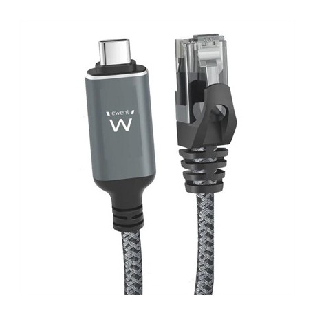 CABLE CONVERTIDOR RED EWENT USB-C 3.1 TO RJ45 CAT6 FTP 1GB GRIS 3M