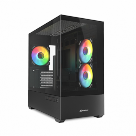 CAJA GAMING MATX SHARKOON MK6 RGB 3XVENT 120MM 2XUSB SN FUENTE NEGRO