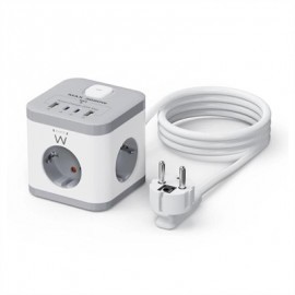 EWENT EW3863 REGLETA 3 TOMAS SHUCKO+2USB-A+2USB-C