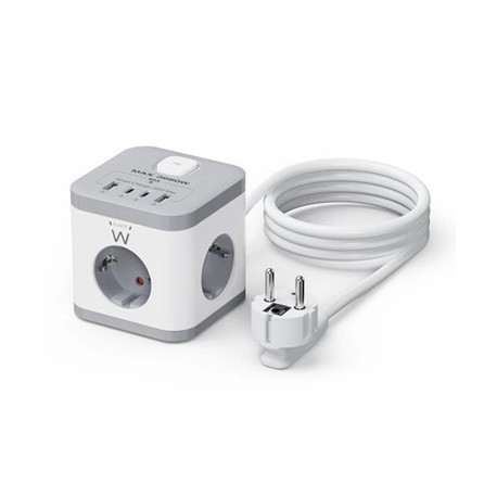 EWENT EW3863 REGLETA 3 TOMAS SHUCKO+2USB-A+2USB-C