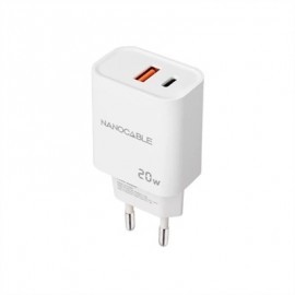 NANOCABLE CARGADOR USB-C/PD+USB-A/QC 20W BLANCO