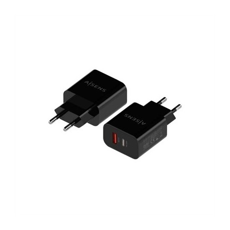 AISENS CARGADOR 20W USB-C PD3.0 USB-A QC3.0 NEGRO