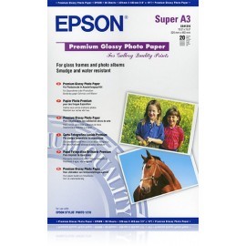 EPSON PAPEL PREMIUM GLOSSY PHOTO, 20 HOJAS DE A3+ - 250G/M2