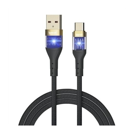 IGGUAL CABLE USB-A A TIPO C 3A 100 CM TRENZADO LED