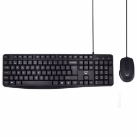 COMBO TECLADO RATON EWENT PORTUGUES ESCRITURA SILENCIOSAUSB NEGRO