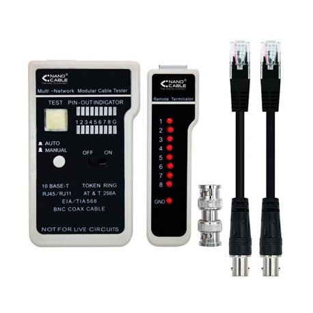 NANOCABLE TESTEADOR CABLE RJ11/RJ12/RJ45, COAXIAL