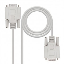 NANOCABLE CABLE SERIE RS232, DB9 M-H, BEIGE, 1.8M
