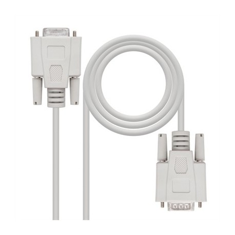 NANOCABLE CABLE SERIE RS232, DB9 M-H, BEIGE, 1.8M