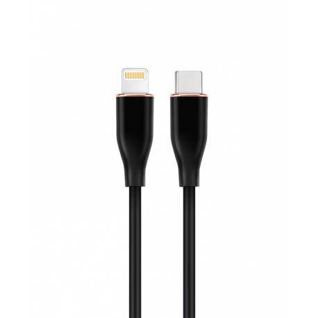 CABLE DE CARGA Y DATOS GEMBIRD USB TIPO-C A 8 PINES DE SILICONA PREMIUM 1,5M BK