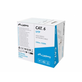 BOBINA CABLE DE RED LANBERG RJ45 CAT.6 UTP SOLIDO CU CPR 100M GRIS FLUKE PASSED