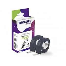 ARMOR    WECARE ETIQUETA BLANCA TEXTO NEGRO PARA DYMO LETRATAG PLAST 12MMX4M. DOS CINTAS POR CAJA