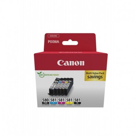 CANON CARTUCHO PACK 5 COLORES PGI580BK / CLI581CMYK  MULTI ECOPACK - SEC (CON ALARMA)