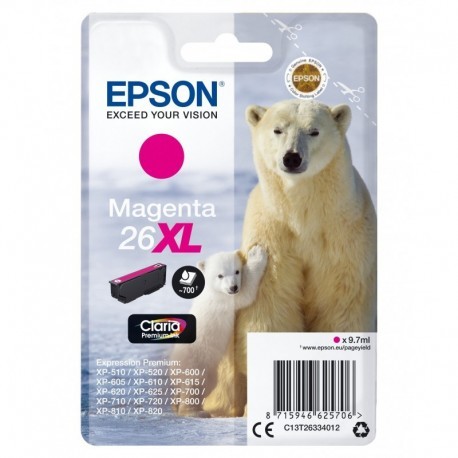 EPSON CLARIA PREMIUM CARTUCHO MAGENTA 26XL ALTA CAPACIDAD EXPRESSION PREMIUM XP-510