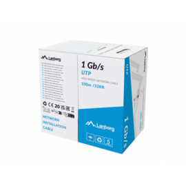 BOBINA CABLE RED LANBERG UTP RJ45 1GB/S SOLIDO CCA AWG23 100M GRIS