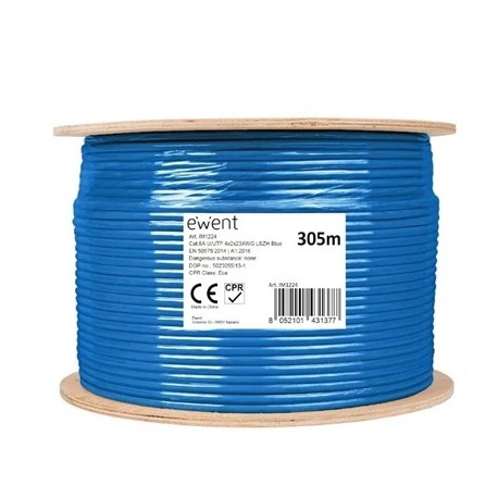 EWENT BOBINA CABLE RED CAT6A U/UTP,LSZH,305M