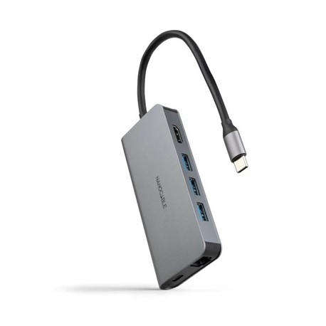 NANOCABLE HUB 8EN1 USB-A+HDMI+USB-C PD+RJ45+TF+SD
