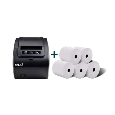 IGGUAL KIT IMPRESORA TERMICA TP8002 + 5 ROLLOS